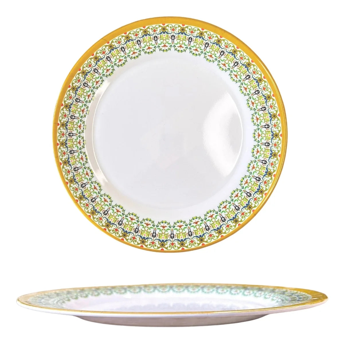 Conjunto de 12 Pratos em Melamina 23cm Decorados para Buffet e Restaurantes