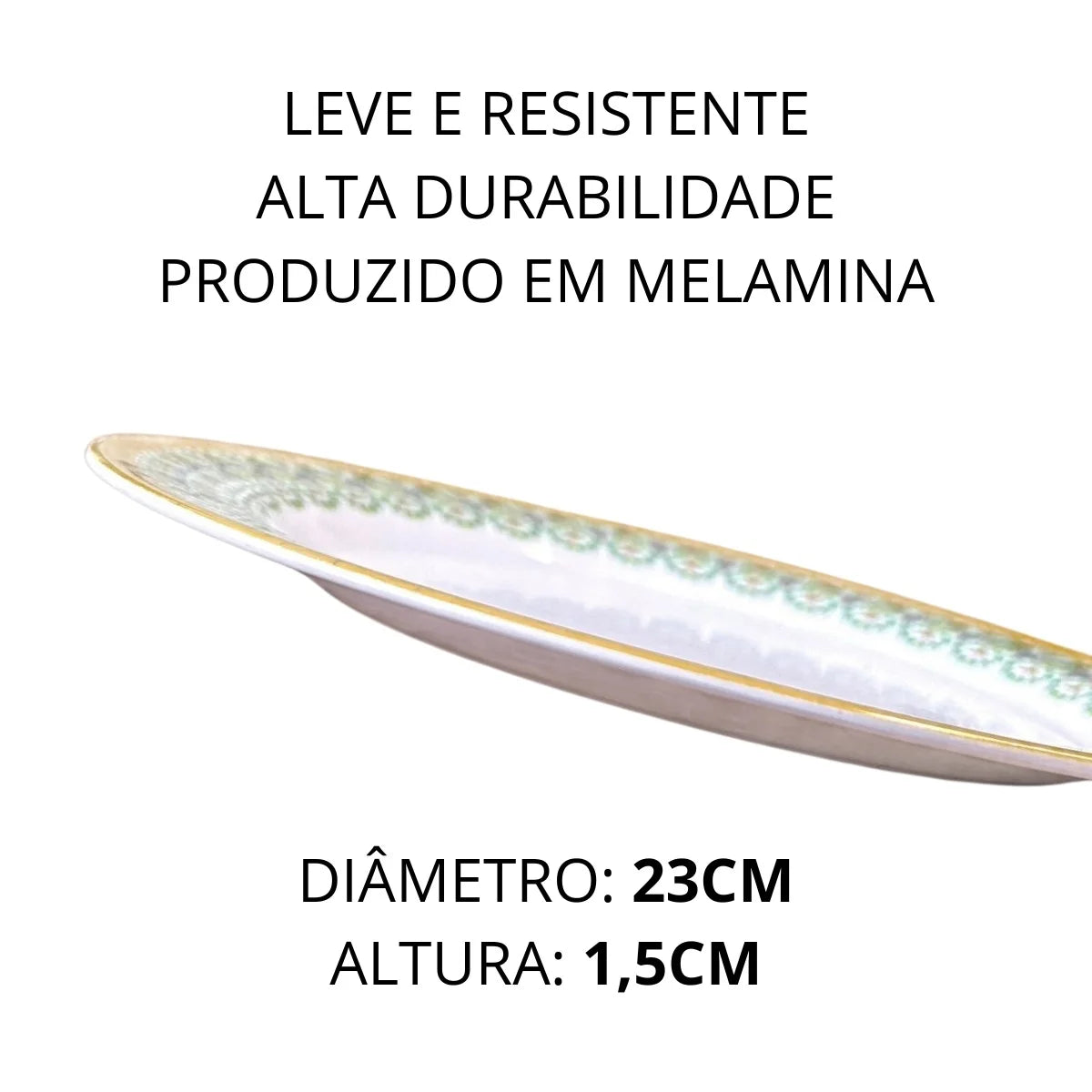Conjunto de 12 Pratos em Melamina 23cm Decorados para Buffet e Restaurantes