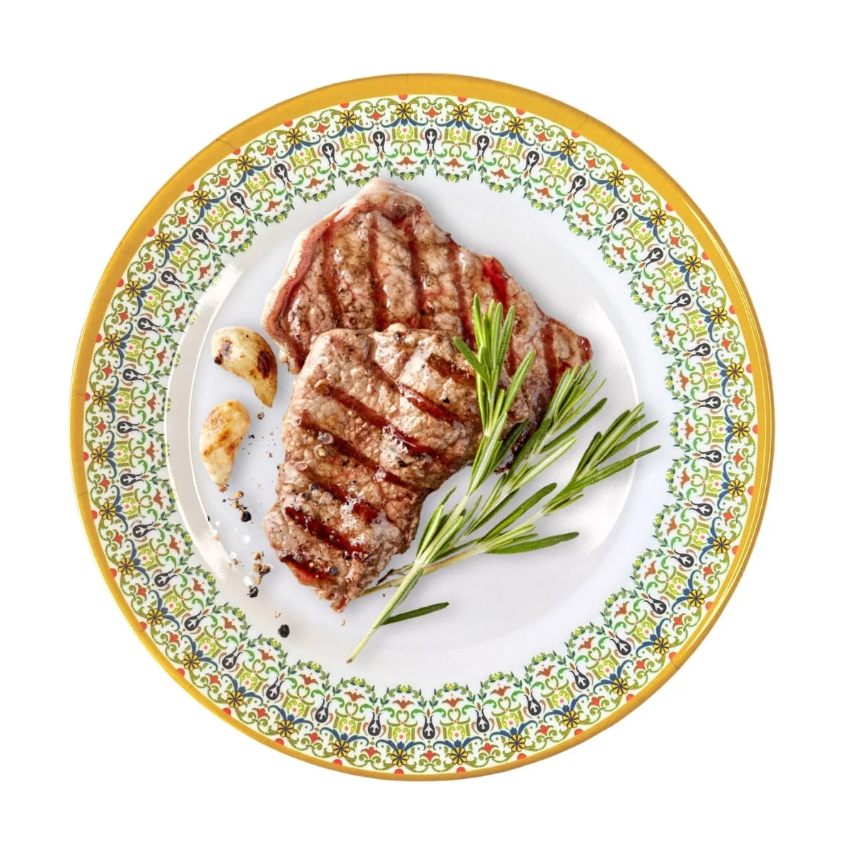 Conjunto de 12 Pratos em Melamina 23cm Decorados para Buffet e Restaurantes