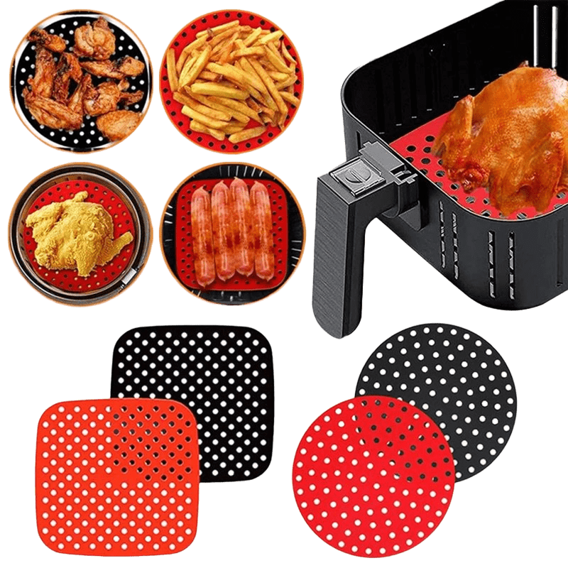 Tapete Protetor Silicone Para Air Fryer Fritadeira Universal - Quadrado/ Redondo