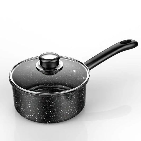 Panela de Pedra Médica Antiaderente com Tampa - Perfeita para Sopas, Caldos, Molhos, Comida de Bebê e Leite, Compatível com Fogão a Gás e Cooker