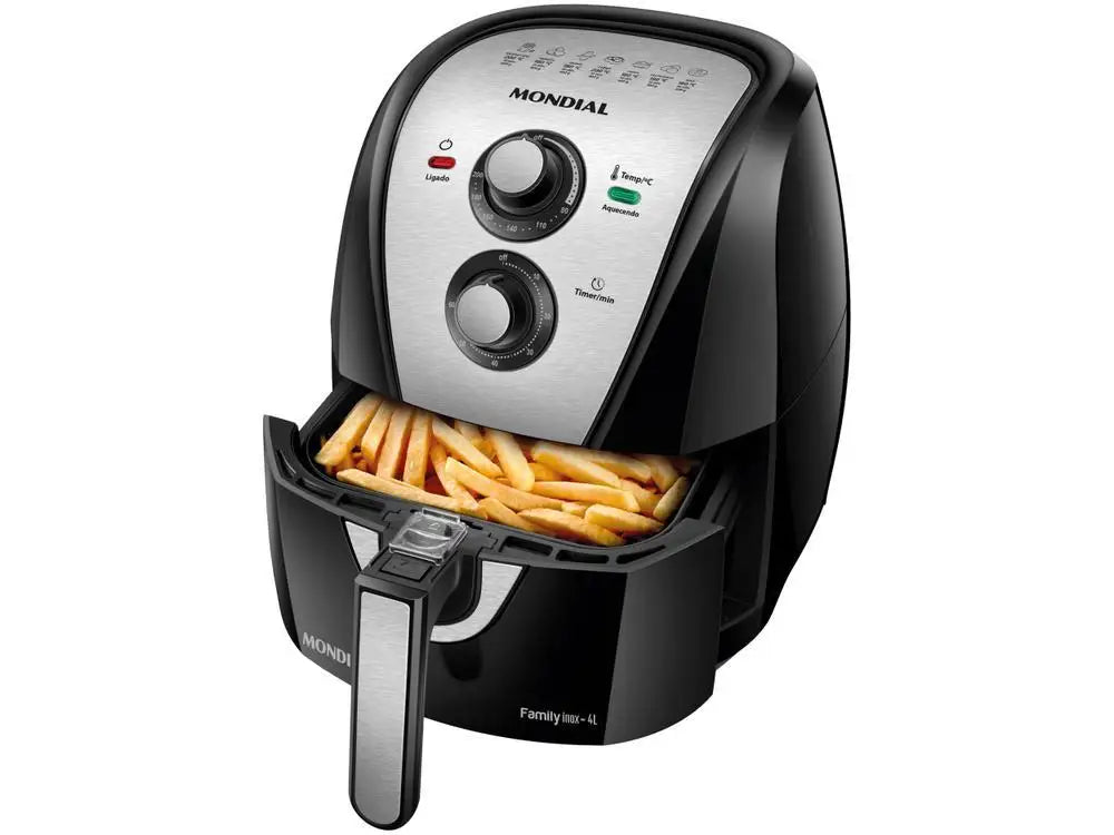 Fritadeira Elétrica sem Óleo/Air Fryer Mondial Family AFN-40-BI Preto 4L com Timer - 110V