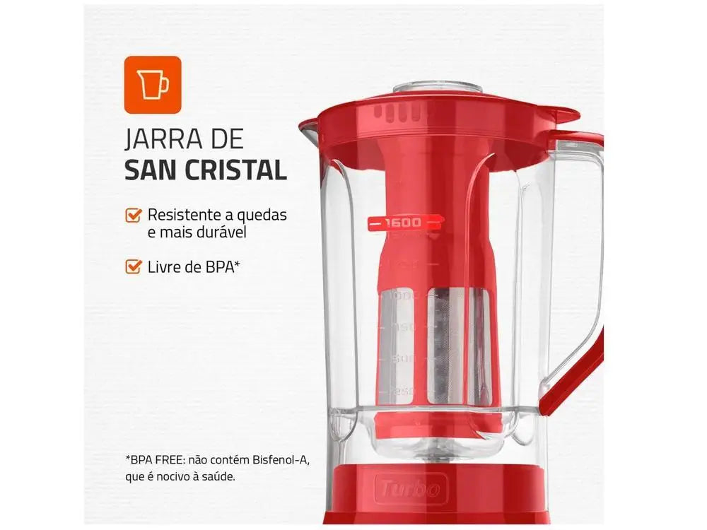 Liquidificador Mondial Turbo Power L-99-FR com Filtro - 3 Velocidades, 500W, Cor Vermelha - 220V - Potência e Qualidade para suas Receitas