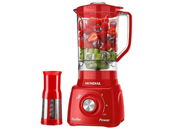 Liquidificador Mondial Turbo Power L-99-FR com Filtro - 3 Velocidades, 500W, Cor Vermelha - 220V - Potência e Qualidade para suas Receitas