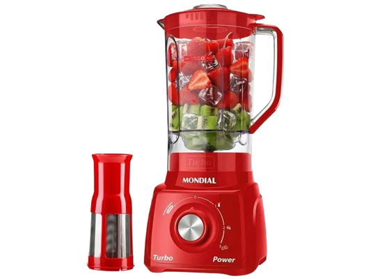 Liquidificador Mondial Turbo Power L-99-FR com Filtro - 3 Velocidades, 500W, Cor Vermelha - 220V - Potência e Qualidade para suas Receitas