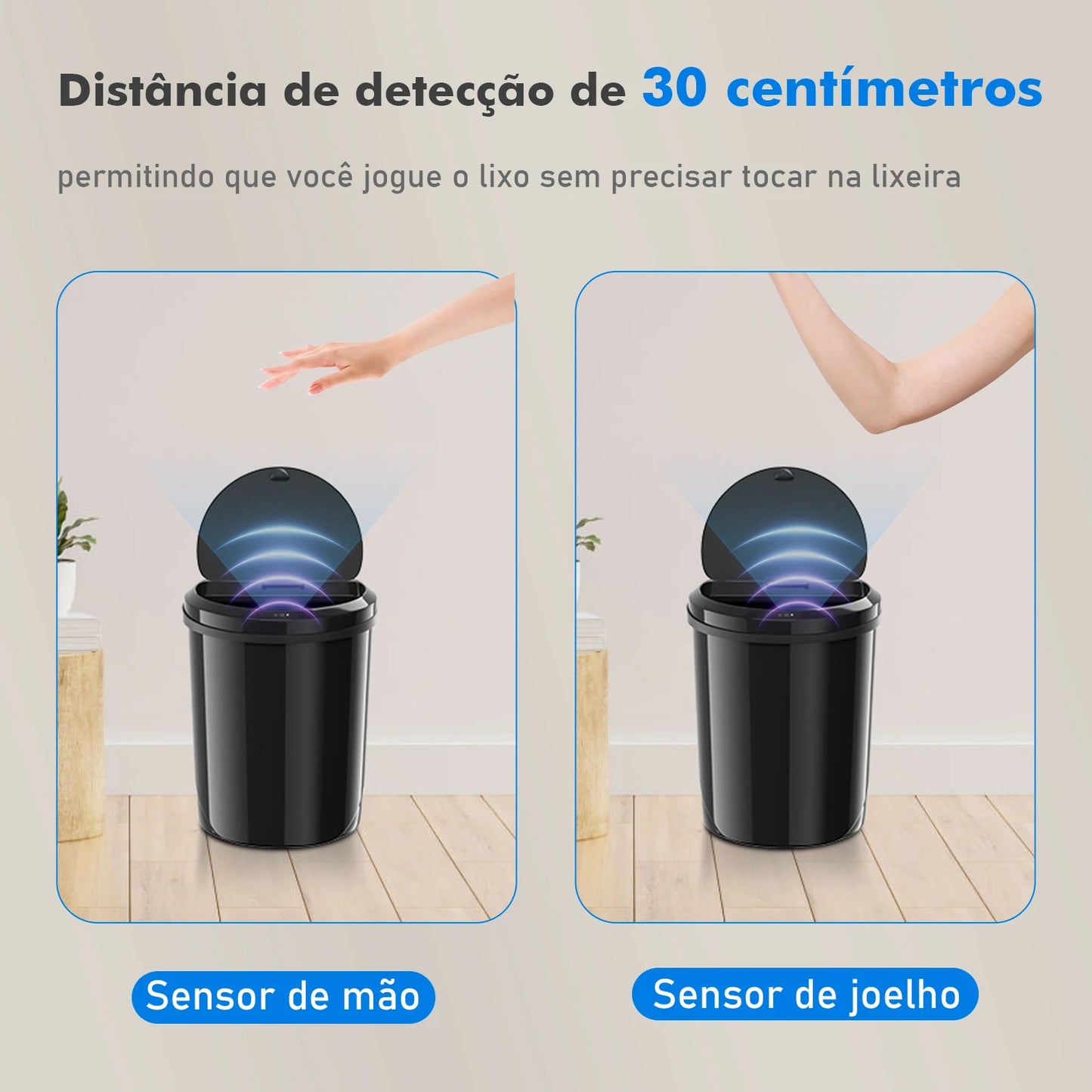 Lata de lixo sensor de toque automático lata lata de lixo plástico cozinha latas sala estar capacidade do agregado familiar