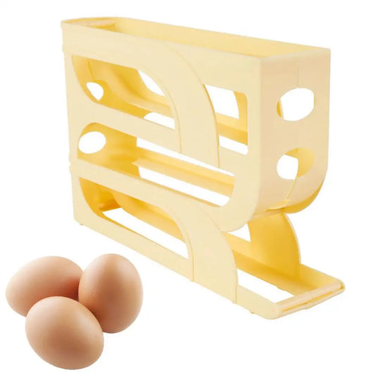 Suporte para rack de ovos, caixa de armazenamento, economizador de espaço, dispensador de ovos, rolagem automática, caixa de armazenamento de ovos, grande capacidade, 30 ovos